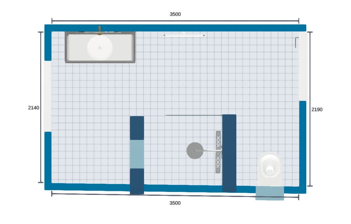 Exacte plattegrond van een badkamer in Ede door Badkamerstijl