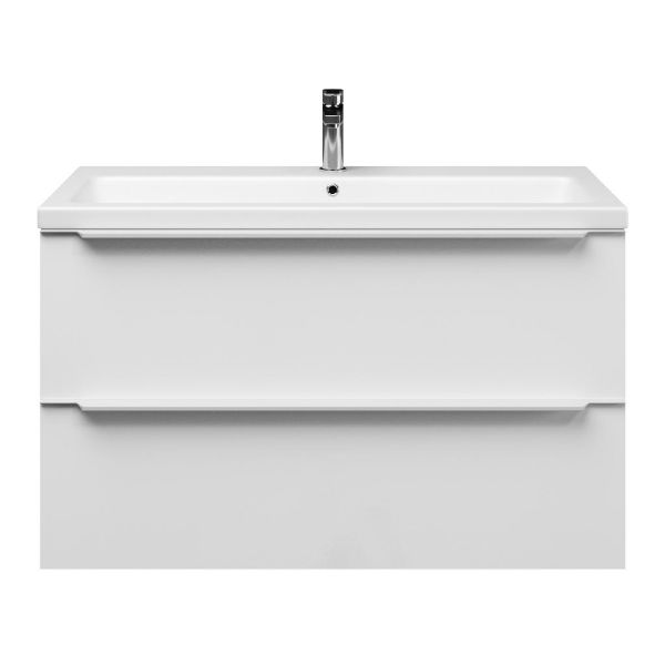 Breskens badmeubel 100 cm hoogglans wit met keramische Dishoek wastafel wit mat, 1 kraangat