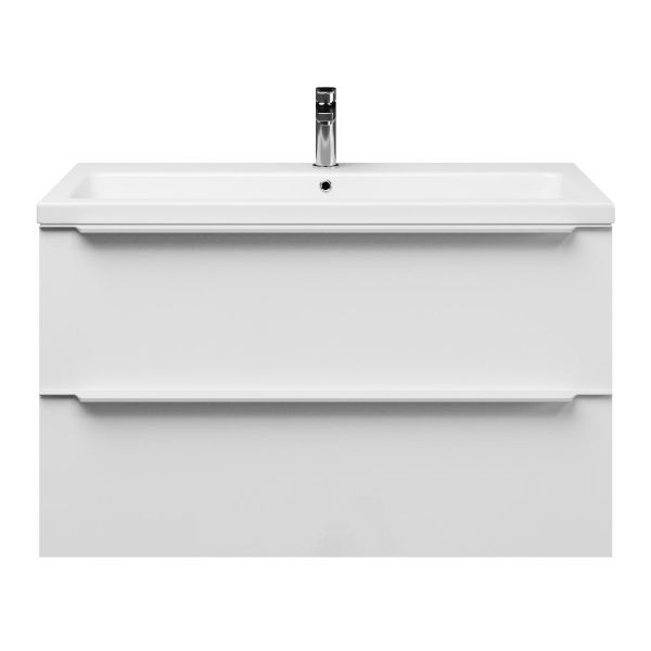 Breskens badmeubel 100 cm hoogglans wit met keramische Dishoek wastafel wit glans, 1 kraangat