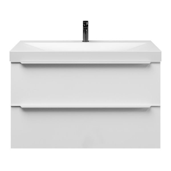 Breskens badmeubel 100 cm hoogglans wit met keramische Rockanje wastafel wit mat, 1 kraangat