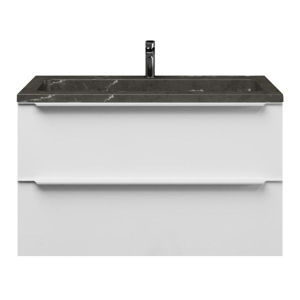 Breskens badmeubel 100 cm hoogglans wit met natuurstenen Square wastafel blue stone, 1 kraangat