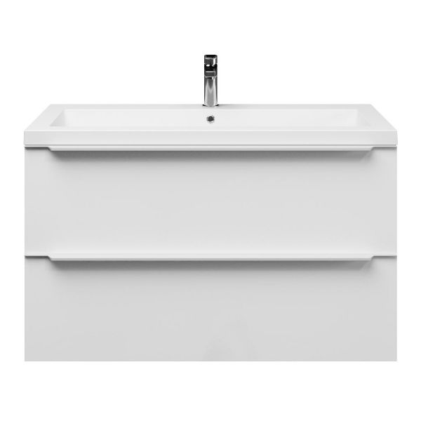Breskens badmeubel 100 cm hoogglans wit met polystone Cadzand wastafel wit glans, 1 kraangat