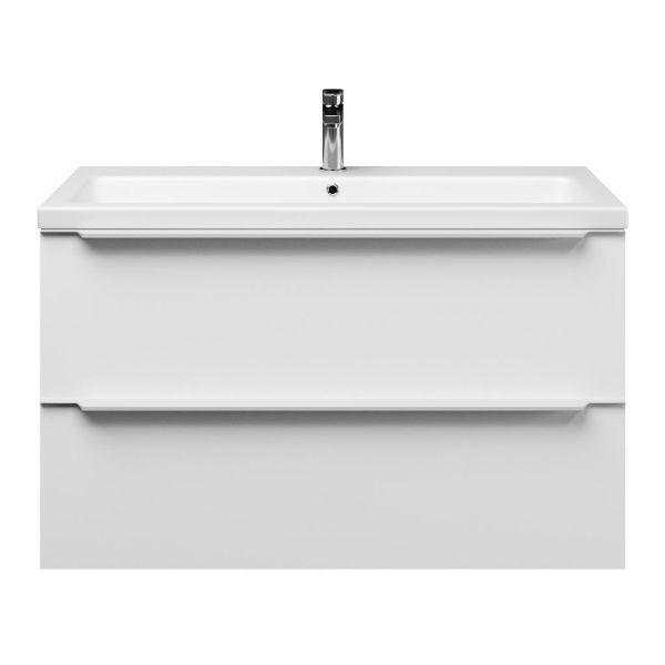 Breskens badmeubel 100 cm mat wit met keramische Dishoek wastafel wit mat, 1 kraangat