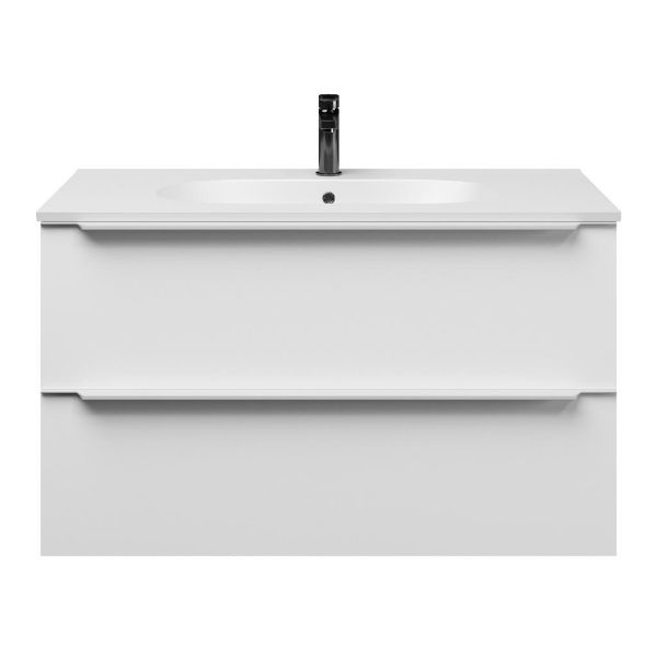 Breskens badmeubel 100 cm mat wit met keramische Ellemeet wastafel wit mat keramiek