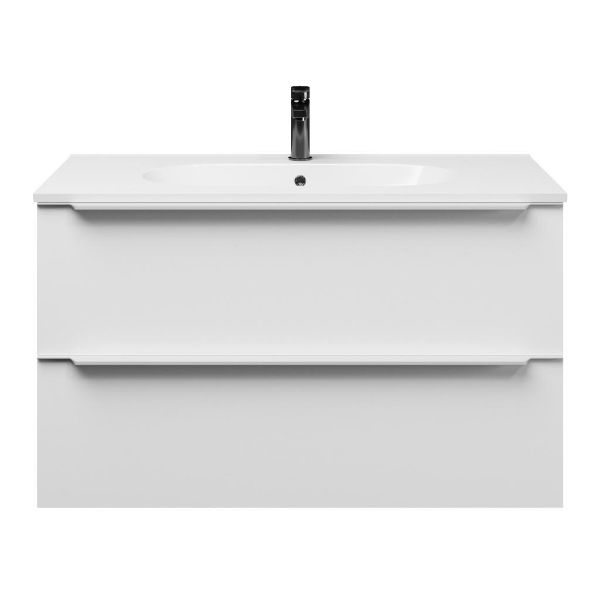 Breskens badmeubel 100 cm mat wit met keramische Ellemeet wastafel wit glans