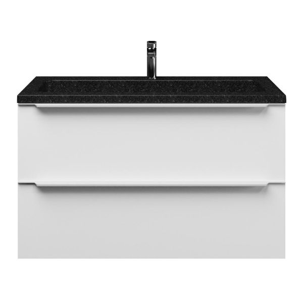 Breskens badmeubel 100 cm mat wit met natuurstenen Square wastafel shanxi black