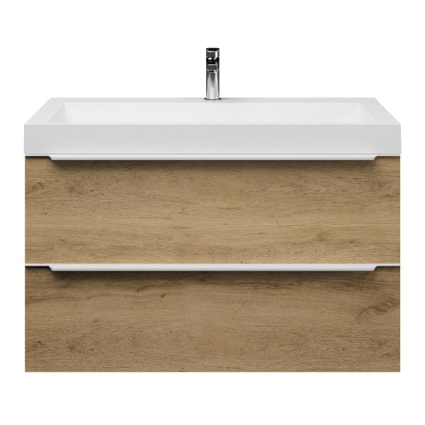 Breskens badmeubel 100 cm warm eiken met quartz Haamstede-q wastafel wit mat