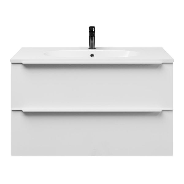 Breskens badmeubel 100 cm wit hoogglans met keramische Ellemeet wastafel wit glans