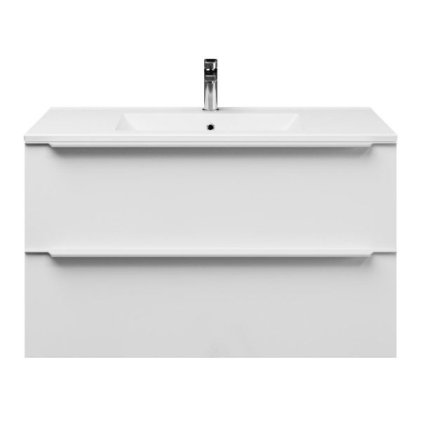 Breskens badmeubel 100 cm wit hoogglans met keramische Huisduinen wastafel wit glans