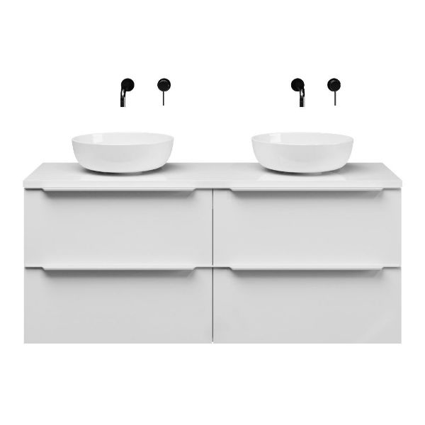 Breskens badmeubel 140 cm hoogglans wit met afdekblad 2,5 cm hoogglans wit
