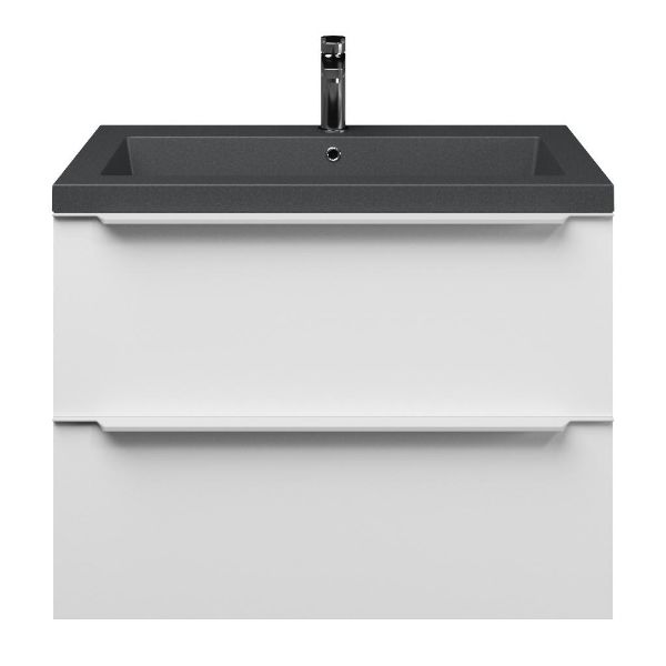 Breskens badmeubel 80 cm mat wit met polystone Cadzand wastafel grijs mat