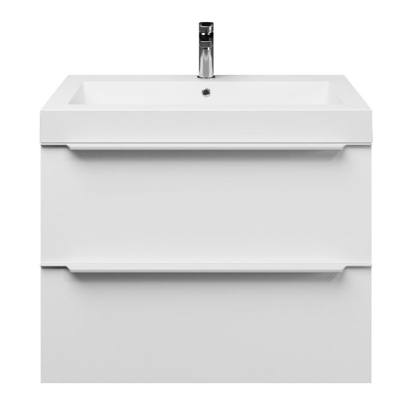 Breskens badmeubel 80 cm mat wit met polystone Cadzand wastafel wit glans, 1 kraangat