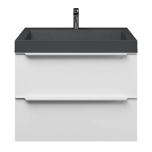 Breskens badmeubel 80 cm mat wit met quartz Haamstede-q wastafel grijs mat, 1 kraangat