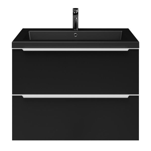 Breskens badmeubel 80 cm mat zwart met polystone Cadzand wastafel zwart mat