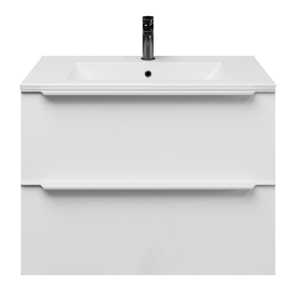 Breskens badmeubel 80 cm wit hoogglans met keramische Huisduinen wastafel wit mat