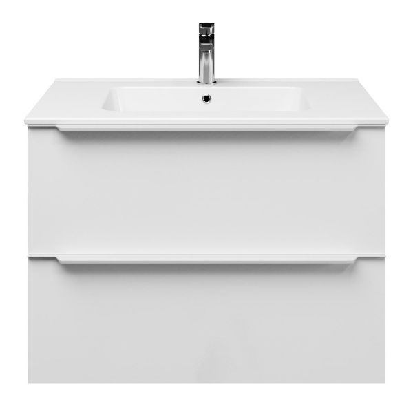 Breskens badmeubel 80 cm wit hoogglans met keramische Quadra wastafel wit glans