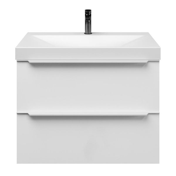 Breskens badmeubel 80 cm wit hoogglans met keramische Rockanje wastafel wit mat, 1 kraangat