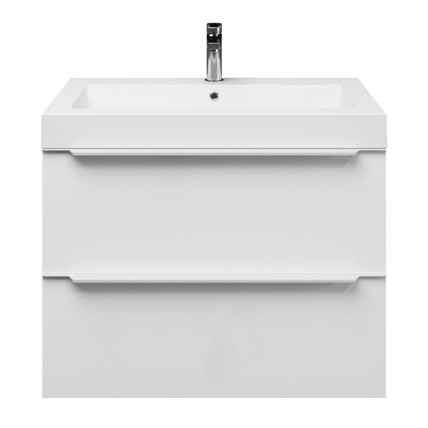 Breskens badmeubel 80 cm wit hoogglans met polystone Cadzand wastafel wit glans, 1 kraangat