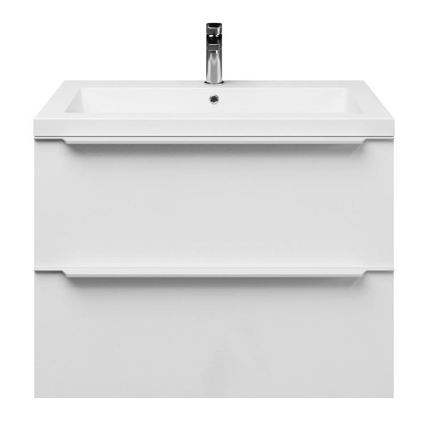 Breskens badmeubel 80 cm wit hoogglans met polystone Cadzand wastafel wit glans, 1 kraangat