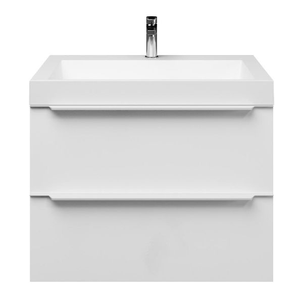 Breskens badmeubel 80 cm wit hoogglans met polystone Haamstede wastafel wit mat, 1 kraangat