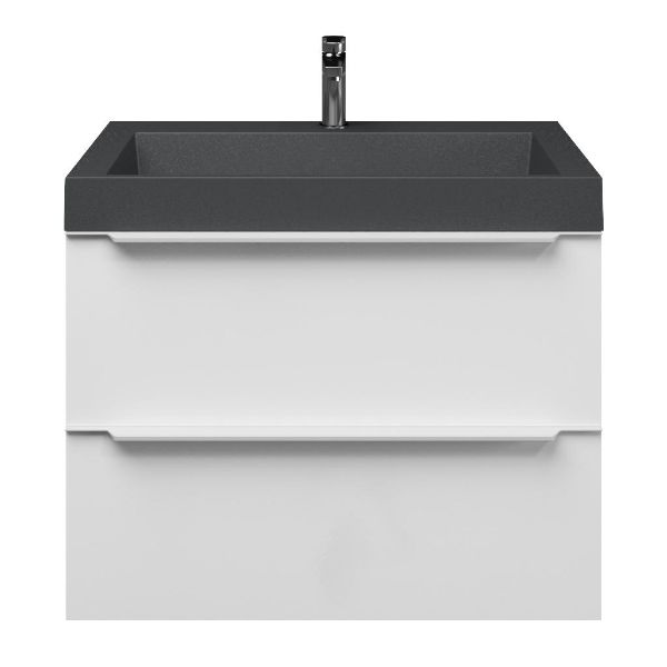 Breskens badmeubel 80 cm wit hoogglans met quartz Haamstede-q wastafel grijs mat, 1 kraangat