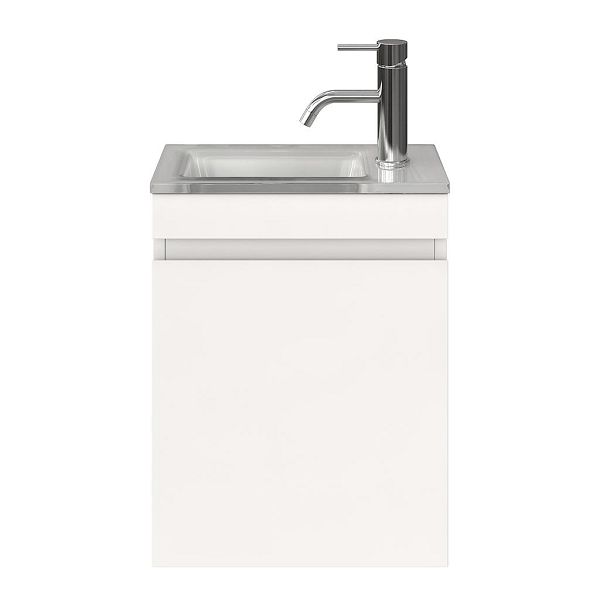 Brouwershaven fonteinmeubel 40 cm hoogglans wit met glazen Glas wastafel wit glas