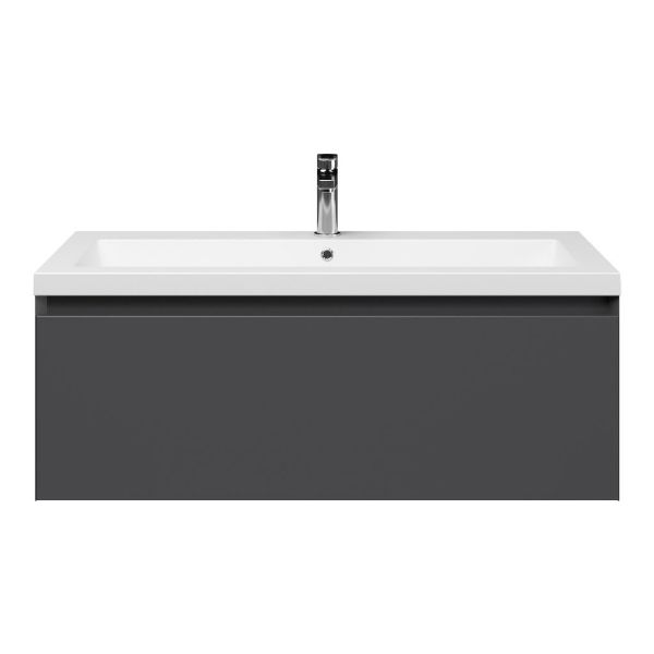 Domburg badmeubel 100 cm antraciet mat met Cadzand wastafel wit mat