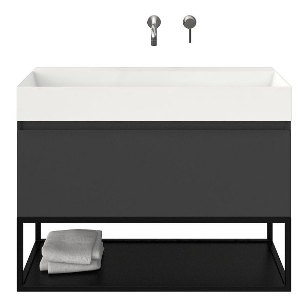 Domburg badmeubel 100 cm antraciet mat met keramische Marken wastafel wit glans