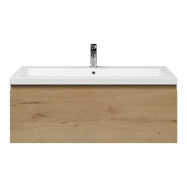 Domburg badmeubel 100 cm eiken natuur met Cadzand wastafel wit mat