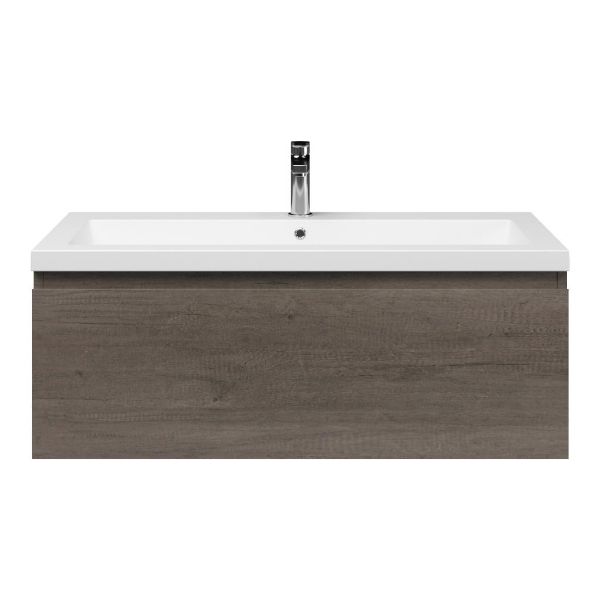 Domburg badmeubel 100 cm olm donker grijs met Cadzand wastafel wit mat