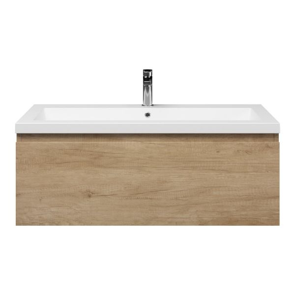 Domburg badmeubel 100 cm olm met Cadzand wastafel wit mat