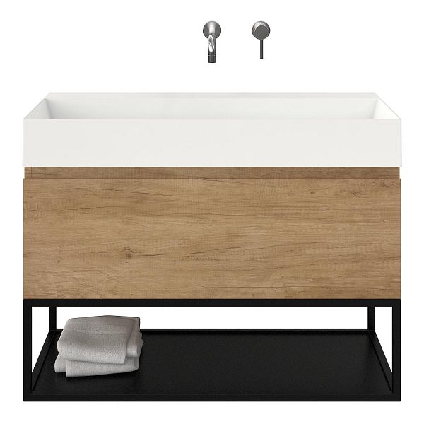 Domburg badmeubel 100 cm olm met keramische Marken wastafel wit glans