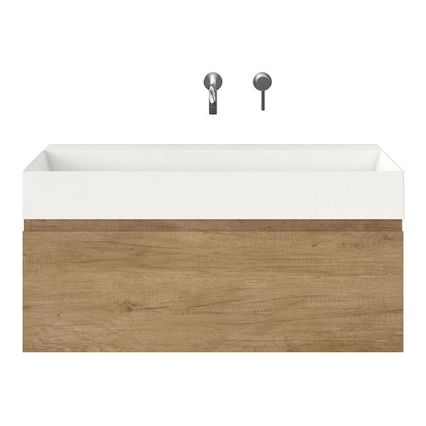 Domburg badmeubel 100 cm olm met keramische Marken wastafel wit mat