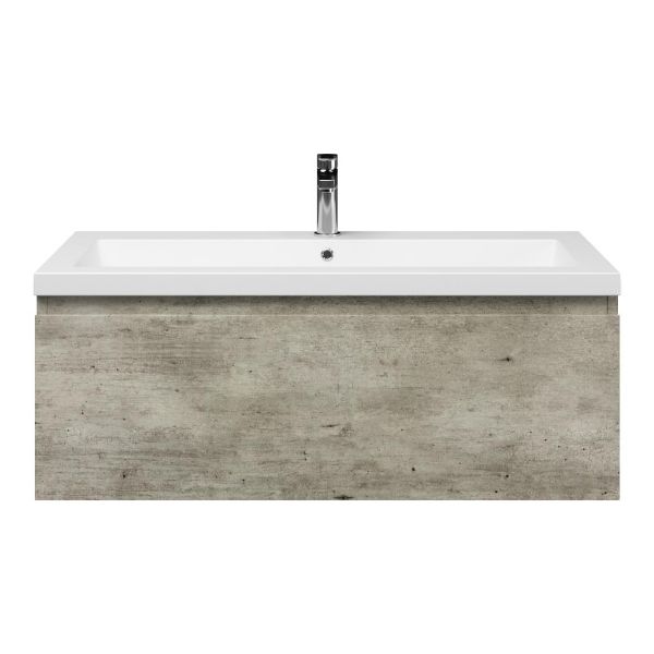 Domburg badmeubel 100 cm steigerhout look grijs met Cadzand wastafel wit mat