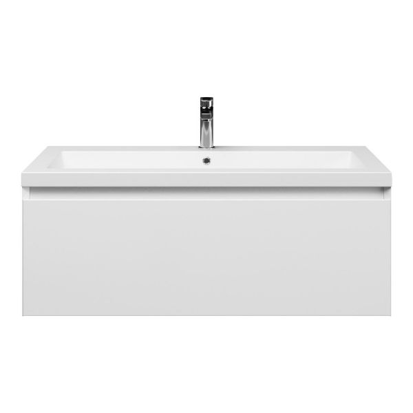 Domburg badmeubel 100 cm wit hoogglans met Cadzand wastafel wit mat