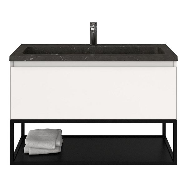 Domburg badmeubel 100 cm wit hoogglans met natuurstenen Square wastafel blue stone