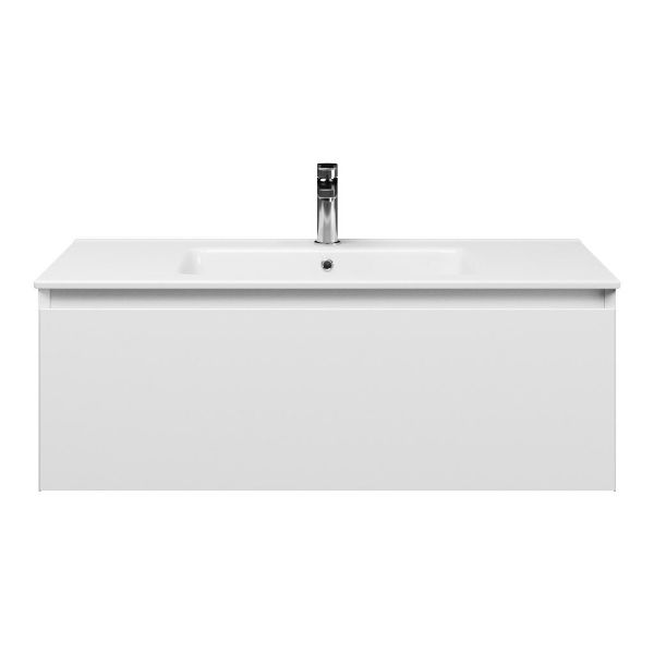 Domburg badmeubel 100 cm wit mat met keramische Callantsoog wastafel wit glans, 1 kraangat