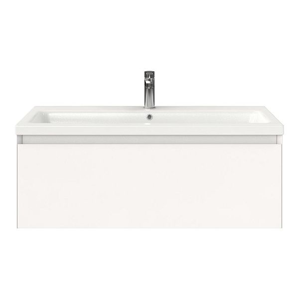 Domburg badmeubel 100 cm wit mat met keramische Dishoek wastafel wit glans, 1 kraangat