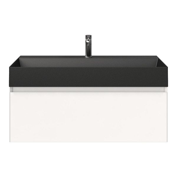 Domburg badmeubel 100 cm wit mat met keramische Marken wastafel zwart mat, 1 kraangat