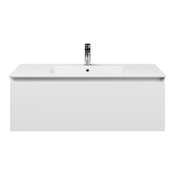 Domburg badmeubel 100 cm wit mat met keramische Quadra wastafel wit glans