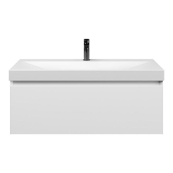 Domburg badmeubel 100 cm wit mat met keramische Rockanje wastafel wit mat, 1 kraangat