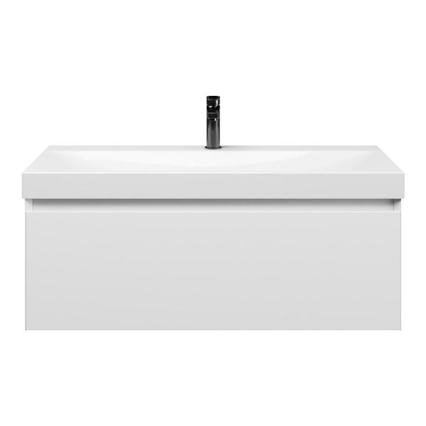 Domburg badmeubel 100 cm wit mat met keramische Rockanje wastafel wit glans, 1 kraangat