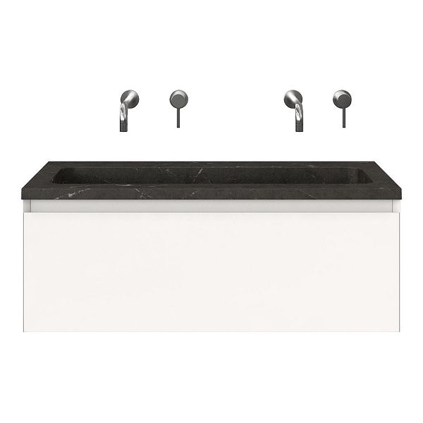 Domburg badmeubel 100 cm wit mat met natuurstenen Square wastafel blue stone, zonder kraangat