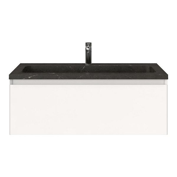 Domburg badmeubel 100 cm wit mat met natuurstenen Square wastafel blue stone, 1 kraangat