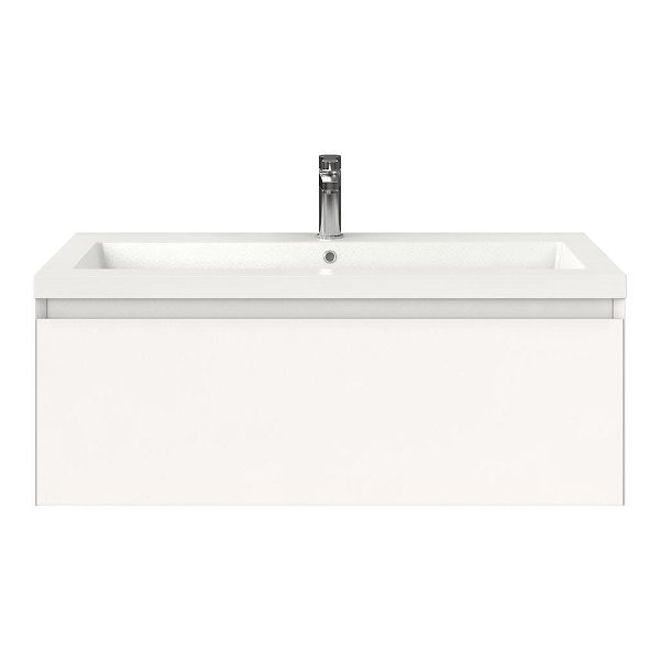Domburg badmeubel 100 cm wit mat met polystone Cadzand wastafel wit glans, 1 kraangat, 39 cm hoog