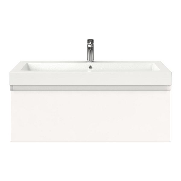 Domburg badmeubel 100 cm wit mat met polystone Cadzand wastafel wit glans, 1 kraangat, 43 cm hoog