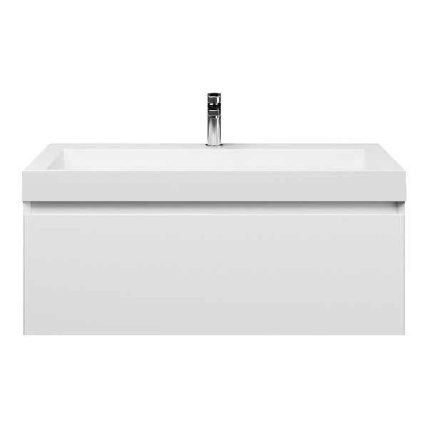 Domburg badmeubel 100 cm wit mat met polystone Haamstede wastafel wit glans, 1 kraangat