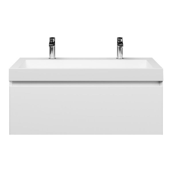 Domburg badmeubel 100 cm wit mat met polystone Haamstede wastafel