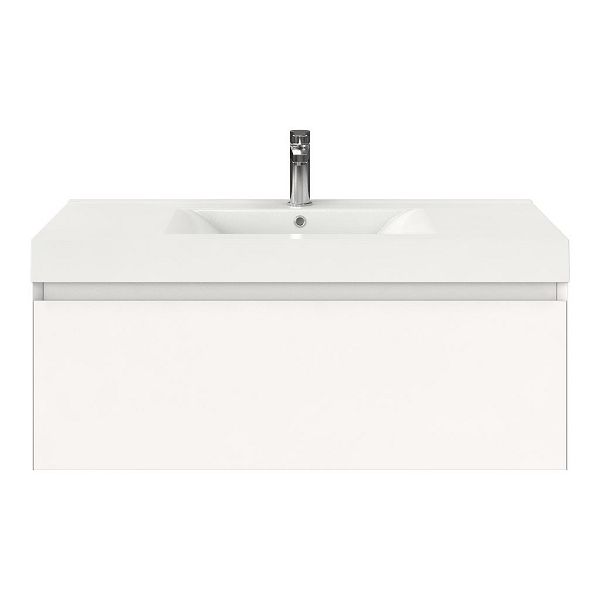 Domburg badmeubel 100 cm wit mat met polystone Wave wastafel wit glans