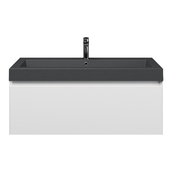 Domburg badmeubel 100 cm wit mat met quartz Cadzand-Q wastafel grijs mat, 1 kraangat